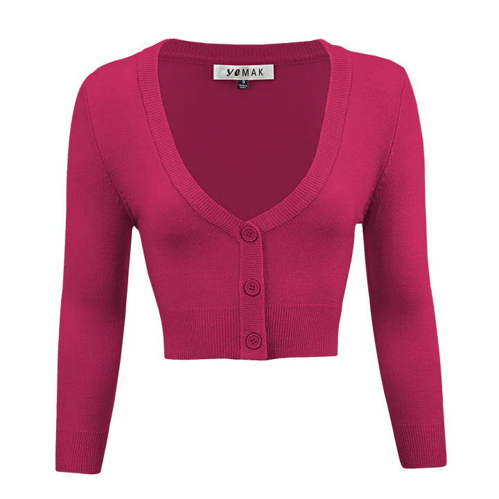 MAK Cropped Cardigan Magenta