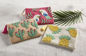 Mud Pie Pineapple Beaded Jute Bag