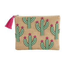 Load image into Gallery viewer, Mud Pie Cactus Beaded Jute Bag