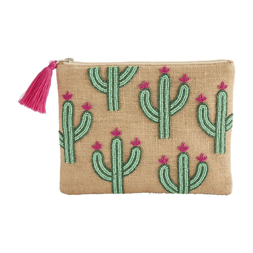 Mud Pie Cactus Beaded Jute Bag