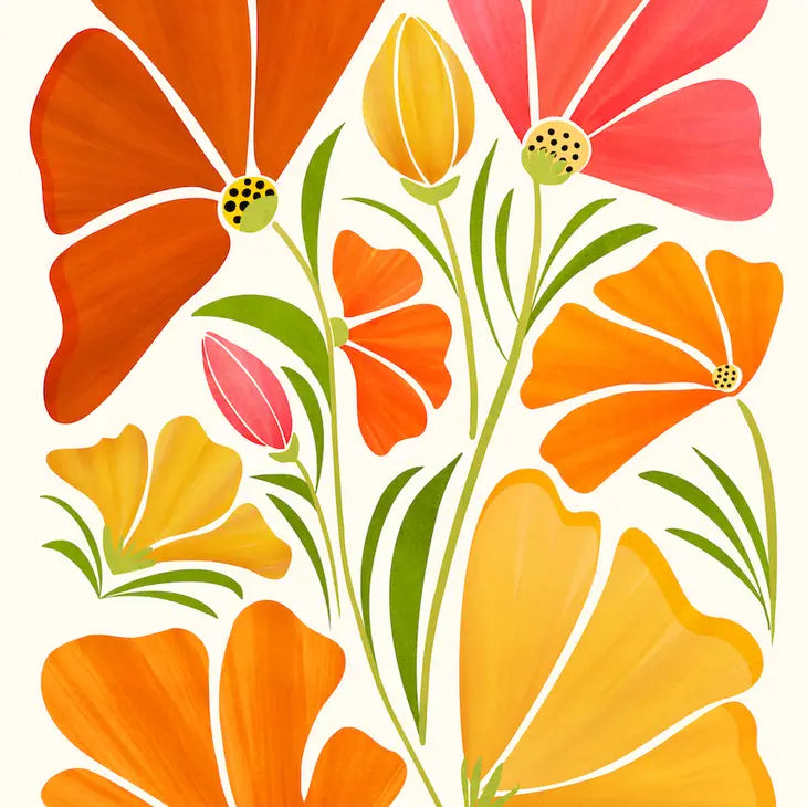 Peach & Clementine Kristian Gallagher's Wildflowers Print 8 x 10