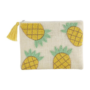 Mud Pie Pineapple Beaded Jute Bag