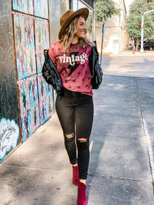 Vintage Stars Graphic Tee Burgundy