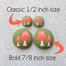 Load image into Gallery viewer, Lobster Bold Large Fabric Covered Button Earrings