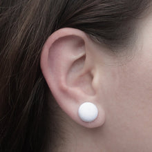 Load image into Gallery viewer, Tiny Anchors Red Fabric Covered Button Earrings