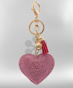 Valentine's Heart Bling Keychain Pink