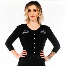 Load image into Gallery viewer, Sourpuss Spooky Cropped Cardigan Black