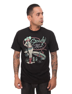 Steady Clothing Cowgirl Pinup Men's Graphic T-Shirt Black