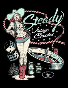 Steady Clothing Cowgirl Pinup Men's Graphic T-Shirt Black