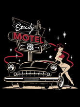 Load image into Gallery viewer, Steady Clothing Motel Hot Rod Pinup Men&#39;s Graphic T-Shirt Black