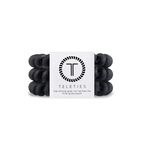 Teleties Black Matte Large Hair Ties Black