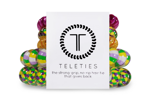 Teleties Mardi Fever Mix Pack Hair Ties Gold/Green/Purple