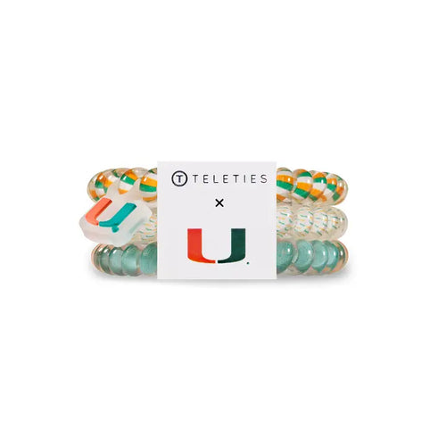 Teleties Miami Hurricanes Small Hair Ties Green/Orange