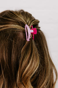Teleties Open Better Half Tiny Hair Clip Light Pink/Fuchsia