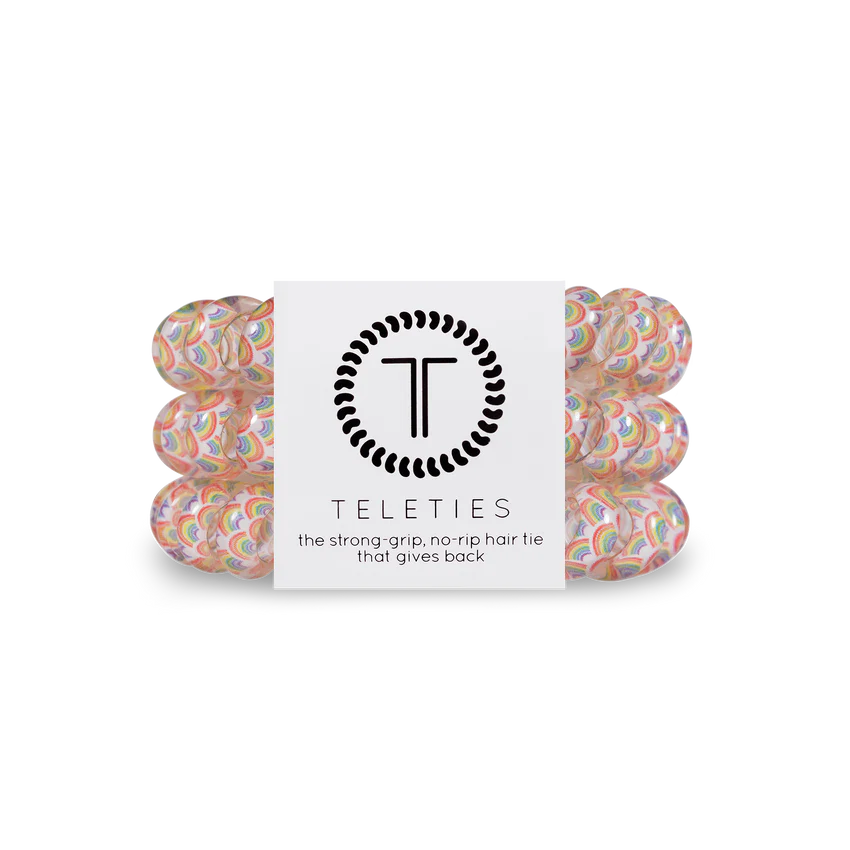 Teleties Rainbow Daze Large Hair Ties Rainbow/White