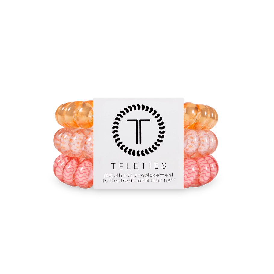 Teleties Sunny Days Ahead Large Hair Ties Orange/Pink