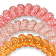 Load image into Gallery viewer, Teleties Sunny Days Ahead Large Hair Ties Orange/Pink