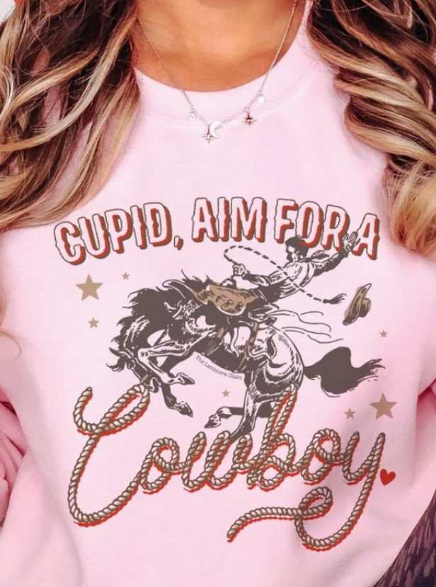 Cupid Aim For The Cowboy Graphic Tee Light Pink