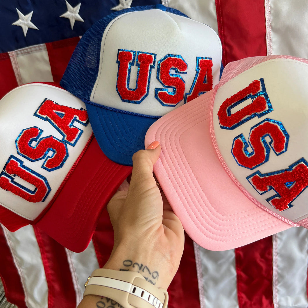 USA Trucker Hat Light Pink