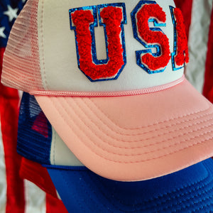 USA Trucker Hat Light Pink