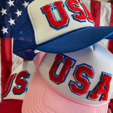 Load image into Gallery viewer, USA Trucker Hat Light Pink