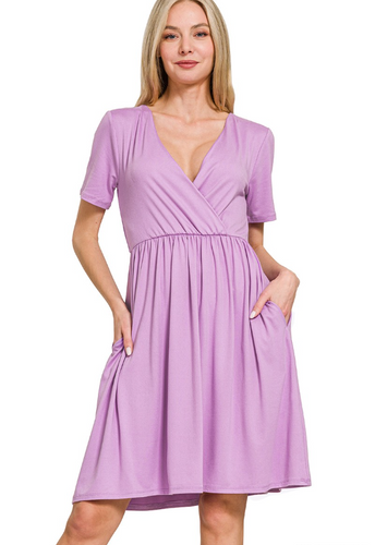 Surplice Dress Bright Lavender