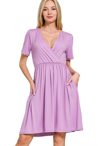 Surplice Dress Bright Lavender