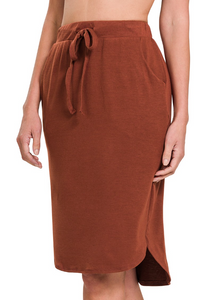 Tulip Hem Tie Skirt Dark Rust