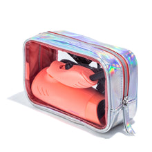Load image into Gallery viewer, Almost Famous Mighty AF Santa Monica Sunset Mini Travel Hair Dryer Pink w/Silver Iridescent Bag