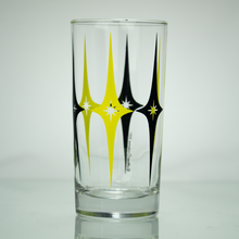 Load image into Gallery viewer, Atomic Drinkware Starburst Diamonds Collins Glasses Set of 4 Yellow &amp; Black