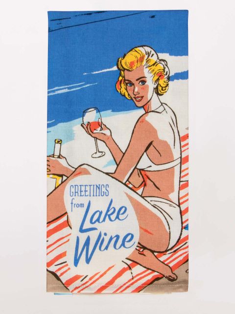 Blue Q Greetings From Lake Wine Dish Towel