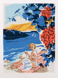Blue Q Greetings From Lake Wine Dish Towel