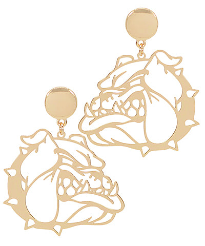 Bulldog Gameday Metal Earrings Gold