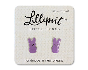 Lilliput Little Things Easter Bunny Tiny Earrings Purple