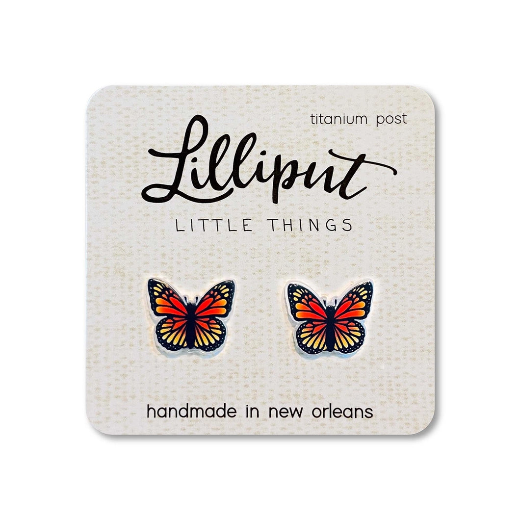 Lilliput Little Things Monarch Butterfly Tiny Earrings