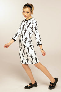 Love Her Madly Kat 3/4 Sleeve 60's Mod Shift Dress White