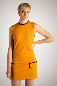 Love Her Madly Sally Short Sleeve 60's Mod Shift Dress Mustard