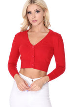 Load image into Gallery viewer, MAK Cropped Cardigan Red
