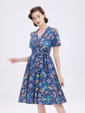 Load image into Gallery viewer, Miss Lulo Flowers Zoey Knit Swing Dress Cobalt Blue