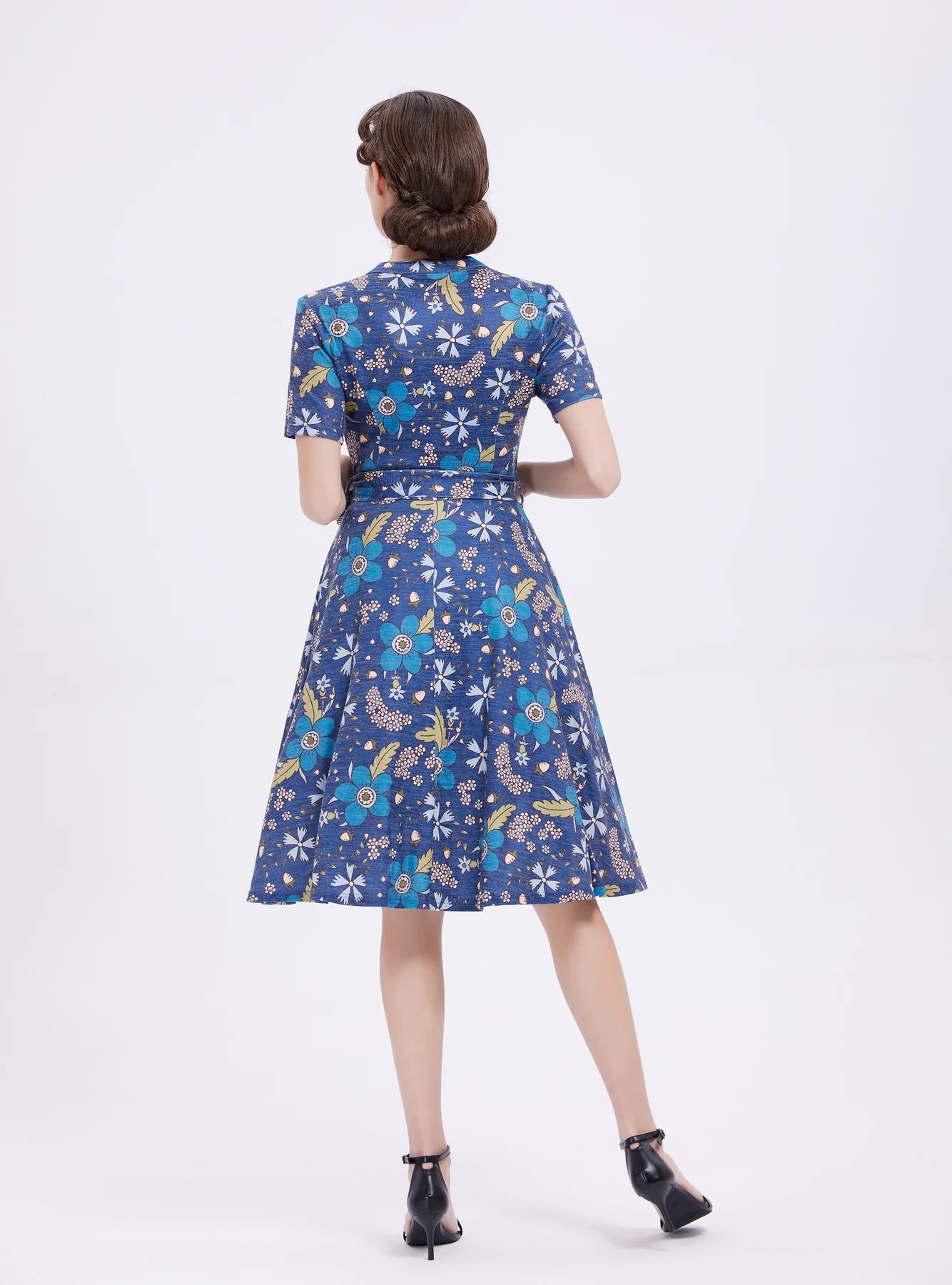 Miss Lulo Flowers Zoey Knit Swing Dress Cobalt Blue 1X Miss Lulo Flowers Zoey Knit Swing Dress Cobalt Blue 1X