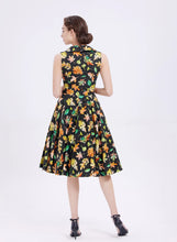 Load image into Gallery viewer, Miss Lulo Jani Autumn Leaves Swing Dress Black