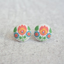Load image into Gallery viewer, Bohemian Fabric Covered Button Earrings