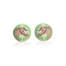 Load image into Gallery viewer, Horse Fabric Covered Button Earrings