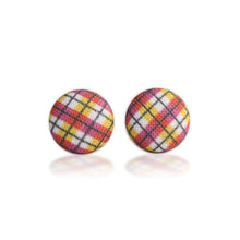 Load image into Gallery viewer, Hot Argyle Fabric Covered Button Earrings