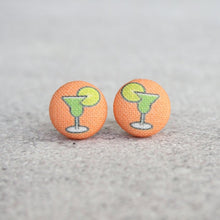 Load image into Gallery viewer, Margarita Fabric Covered Button Earrings