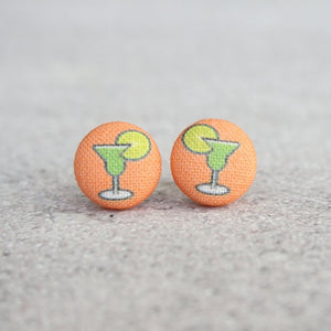 Margarita Fabric Covered Button Earrings