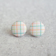 Load image into Gallery viewer, Summer Plaid Fabric Covered Button Earrings