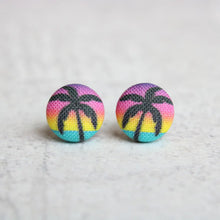 Load image into Gallery viewer, Vacation Fabric Covered Button Earrings