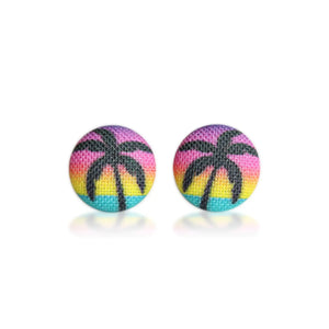 Vacation Fabric Covered Button Earrings