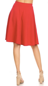 High Waisted Swing Skirt Red